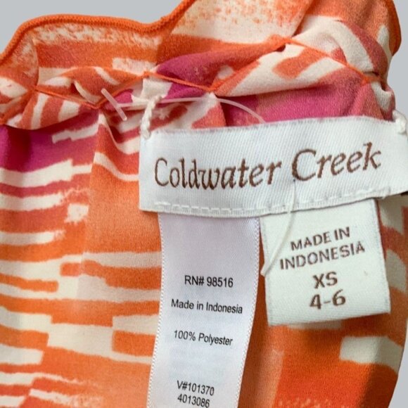 COLDWATER CREEK LADIES SLEEVELESS RUCHED RUFFLED COLLAR COLORFUL BLOUSE SIZE 4 - Picture 4 of 7